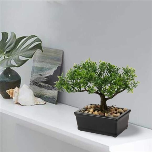 Artificial Bonsai Tree Juniper Faux Plants Indoor Small Fake Plants Decor - Picture 2 of 7